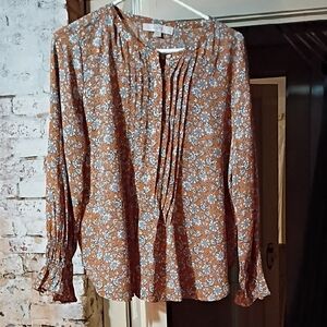 LOFT Yellow and White Floral Blouse